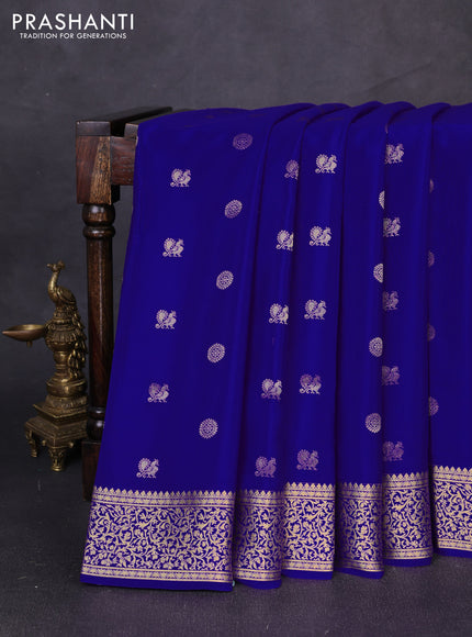Pure mysore silk saree royal blue with allover zari woven buttas and zari woven border
