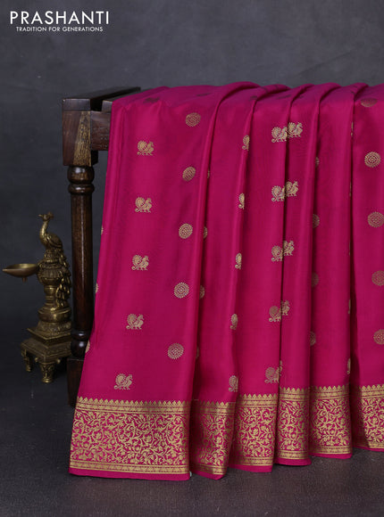 Pure mysore silk saree pink with allover zari woven buttas and zari woven border