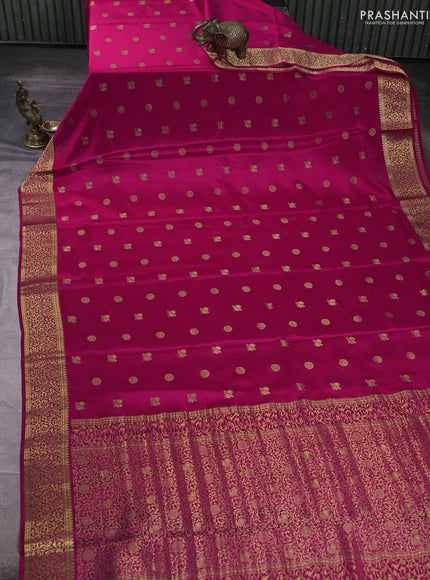Pure mysore silk saree pink with allover zari woven buttas and zari woven border
