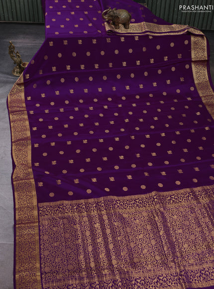 Pure mysore silk saree purple with allover zari woven buttas and zari woven border