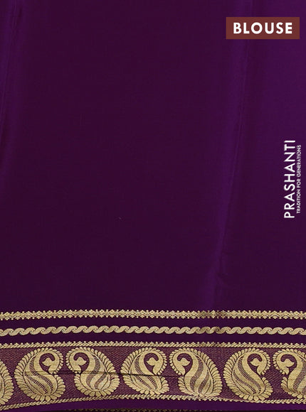 Pure mysore silk saree purple with plain body and paisley zari woven butta border