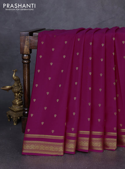 Pure mysore silk saree pink with allover zari woven buttas and zari woven border