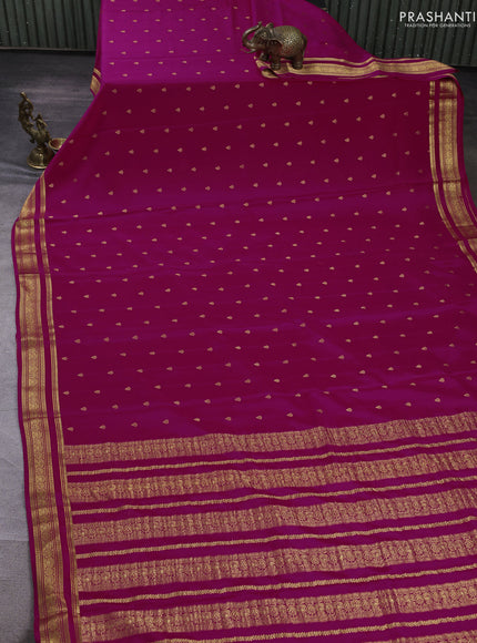 Pure mysore silk saree pink with allover zari woven buttas and zari woven border
