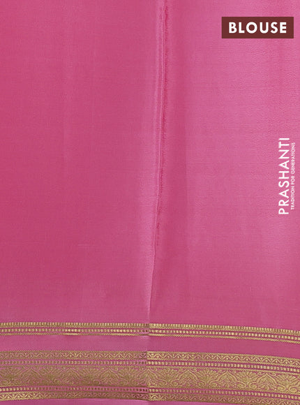 Pure mysore silk saree peach pink with allover zari woven buttas and zari woven border