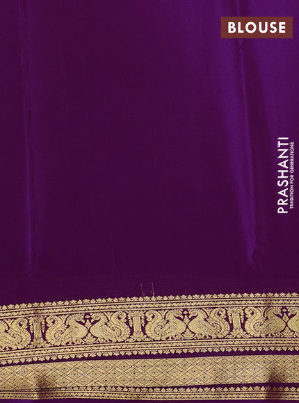 Pure mysore silk saree purple with plain body and zari woven border