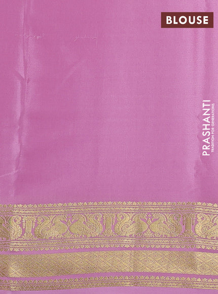 Pure mysore silk saree pastel pink with plain body and zari woven border