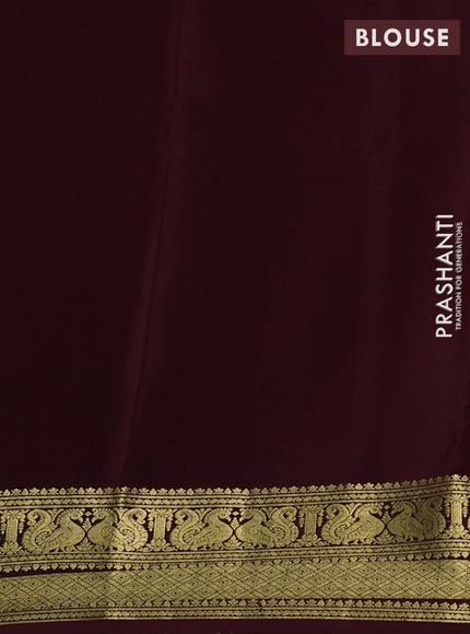 Pure mysore silk saree coffee brown with plain body and zari woven border