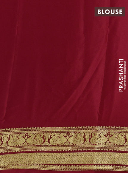Pure mysore silk saree red with plain body and zari woven border