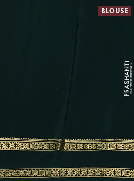 Pure mysore silk saree bottle green with allover zari checks & buttas and rettapet zari woven border