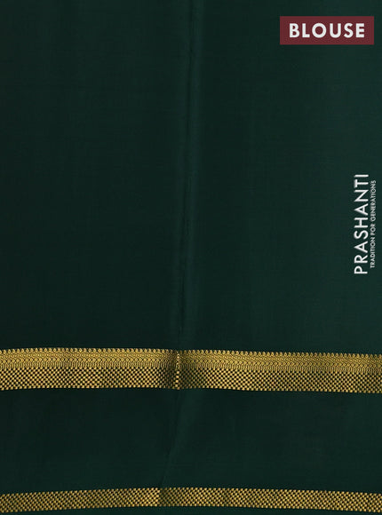 Pure mysore silk saree rust shade and bottle green with allover zari checked pattern and rettapet zari woven border