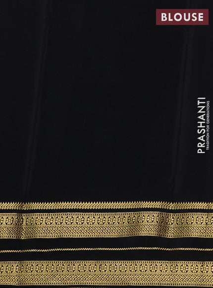 Pure mysore silk saree black with plain body and zari woven border