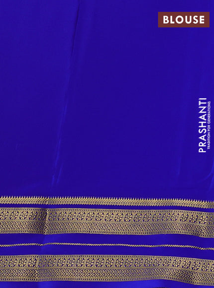 Pure mysore silk saree royal blue with plain body and zari woven border