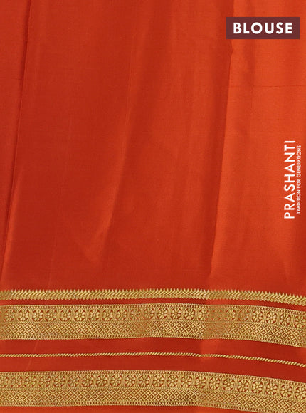 Pure mysore silk saree rust shade with plain body and zari woven border