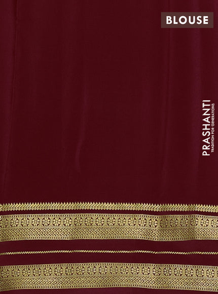 Pure mysore silk saree deep maroon with plain body and zari woven border