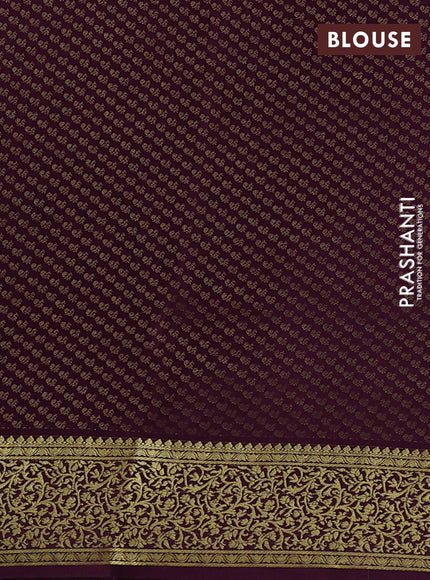Pure mysore silk saree deep wine with allover zari woven buttas and zari woven border