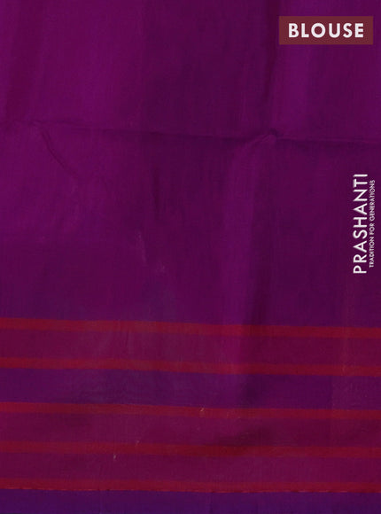 Kora silk cotton saree purple and orange with zari woven buttas and long zari woven border