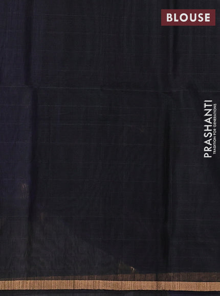 Kora silk cotton saree navy blue and grey with allover zari woven buttas and zari woven border