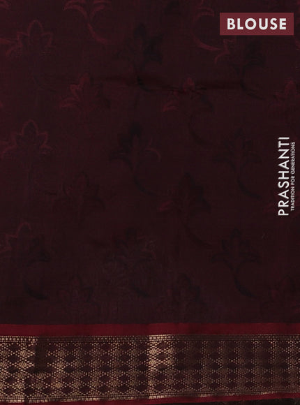 Kora silk cotton saree rust shade and maroon with allover self emboss  and zari woven border