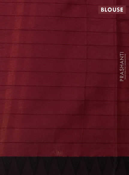 Kora silk cotton saree dark magenta pink and black with allover thread checks & buttas and temple design thread woven border