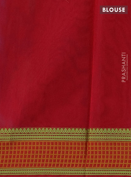 Kora silk cotton saree peacock blue and mustard yellow with allover thread woven buttas and thread woven border