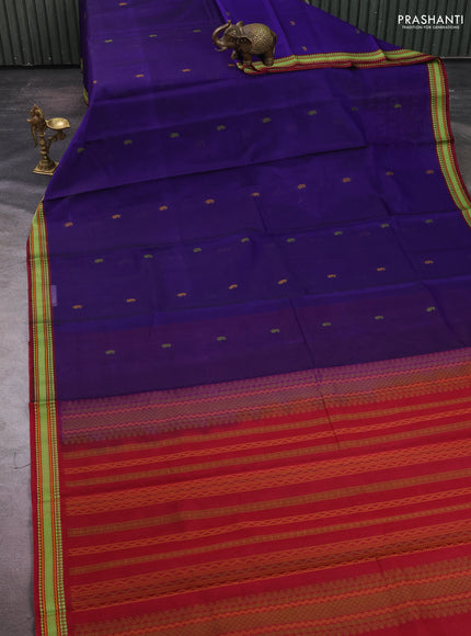 Kora silk cotton saree violet and maroon with paisley thread woven buttas and thread woven border