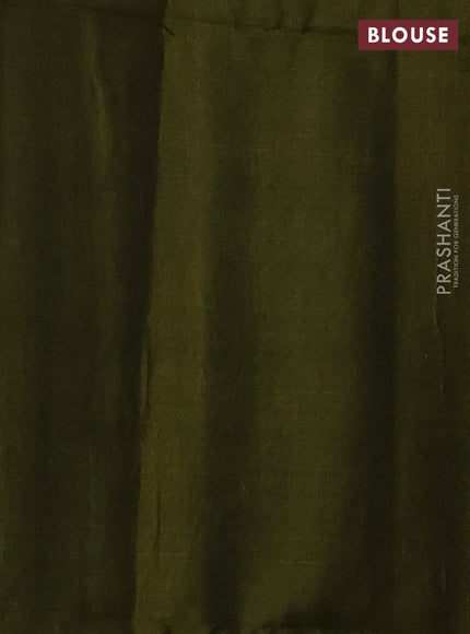 Kora silk cotton saree navy blue and sap green with allover thread weaves and buttas and simple border