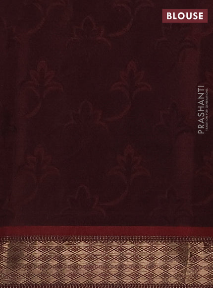 Kora silk cotton saree brown and maroon with allover self emboss  and zari woven border