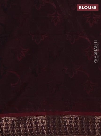 Kora silk cotton saree black and maroon with allover self emboss and zari woven border