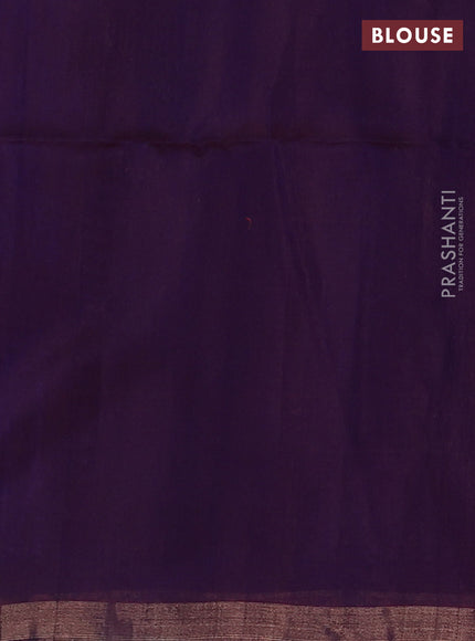 Kora silk cotton saree royal blue with allover thread & zari woven buttas and zari woven border