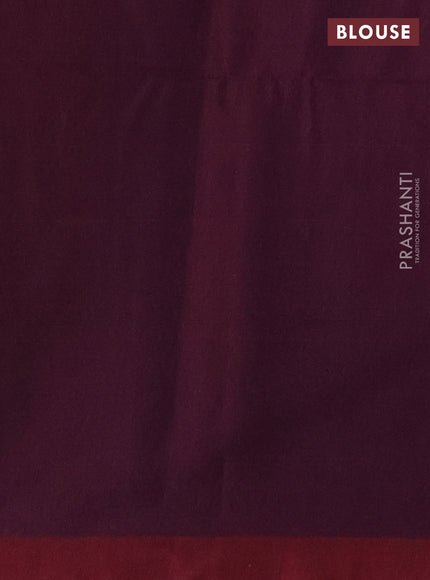 Kora silk cotton saree green and maroon with allover thread woven buttas and simple border