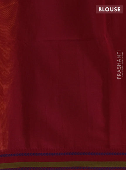 Kora silk cotton saree mustard yellow and maroon with allover thread woven buttas and thread woven border