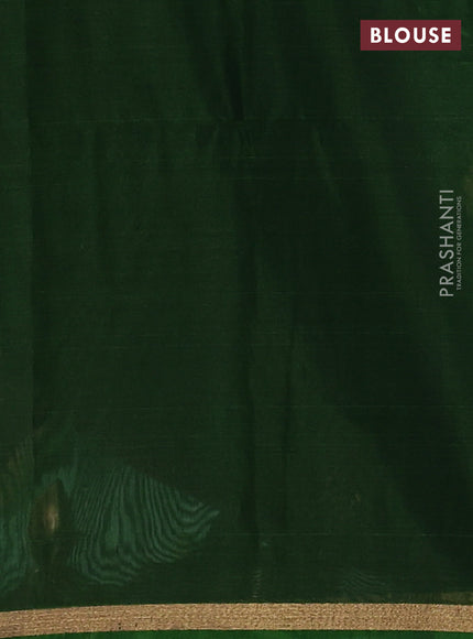 Kora silk cotton saree deep purple and green with allover zari woven buttas and small zari woven piping border
