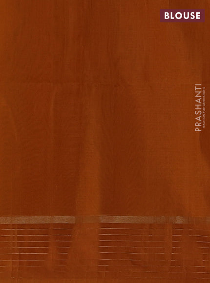 Kora silk cotton saree green and mustard yellow with allover thread & zari woven buttas and zari line border