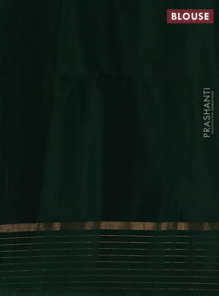 Kora silk cotton saree dark navy blue and green with allover thread & zari woven buttas and zari line border