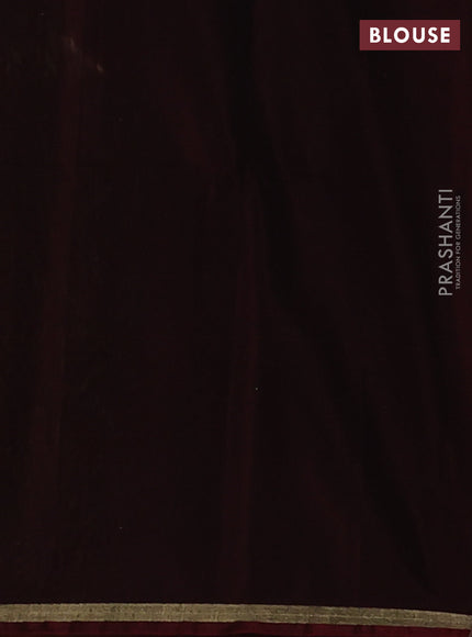 Kora silk cotton saree green and dark maroon with zari woven buttas and small zari woven piping border