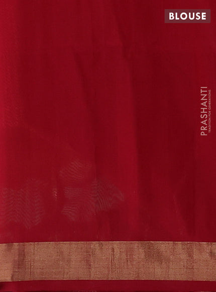 Kora silk cotton saree dual shade of pinkish red and red with floral thread & zari woven buttas and zari woven border