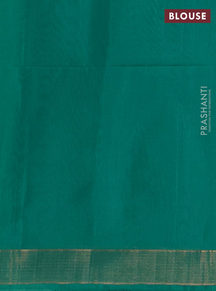 Kora silk cotton saree teal green and teal blue with allover zari weaves and zari woven border
