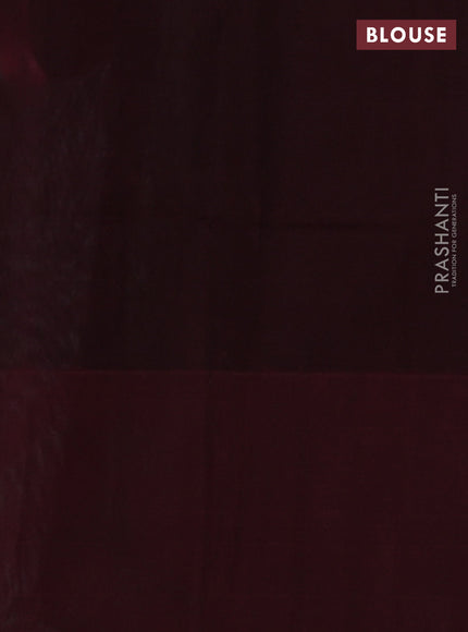 Kora silk cotton saree dark grey and deep maroon with allover thread woven buttas and long temple woven border