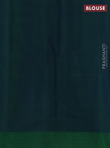 Kora silk cotton saree royal blue and green with allover zari woven buttas and rettapet border