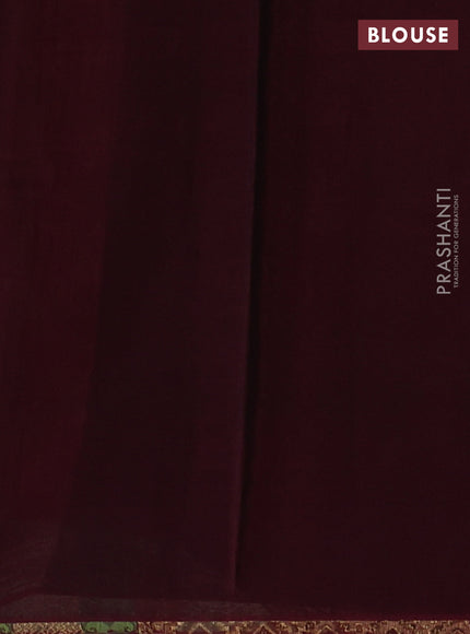 Kora silk cotton saree black and maroon with allover zari weaves and zari woven butta border