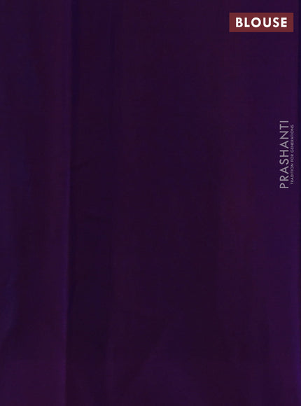 Kora silk cotton saree peacock blue and purple with allover zari weaves and zari woven butta border