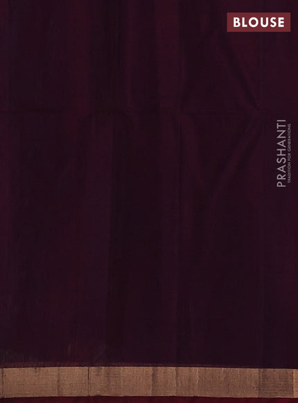 Kora silk cotton saree peacock blue and maroon shade with allover zari woven buttas and zari woven border