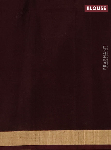 Kora silk cotton saree olive green and deep maroon with allover zari woven buttas and zari woven border