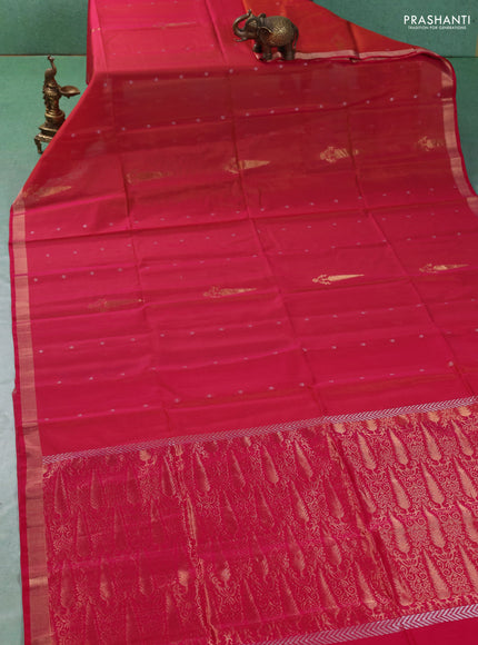 Kora silk cotton saree dual shade of pink with allover zari woven buttas and zari woven border