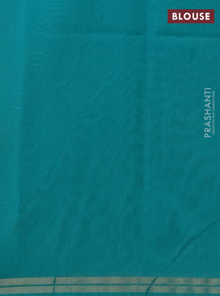 Kora silk cotton saree orange and teal green with allover paisley zari woven buttas and zari woven border