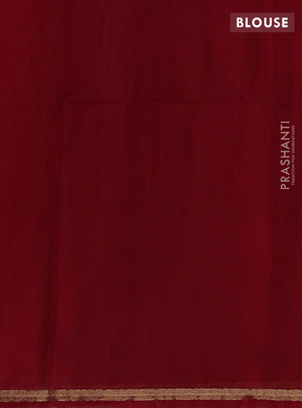 Kora silk cotton saree rust shade and maroon with zari woven buttas and zari woven piping border