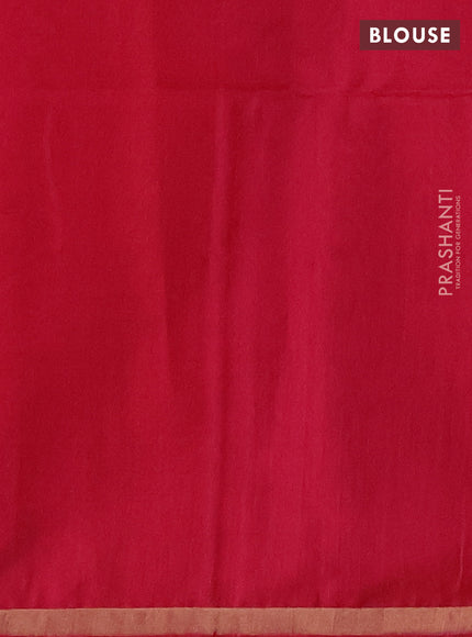 Kora silk cotton saree magenta pink and pink with zari woven buttas and zari woven piping border