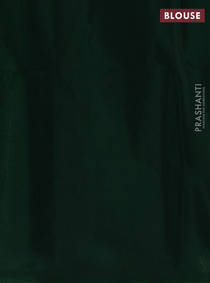 Kora silk cotton saree green with thread & zari woven buttas in borderless style