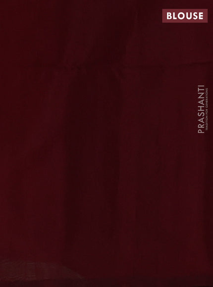 Kora silk cotton saree maroon with thread & zari woven buttas in borderless style