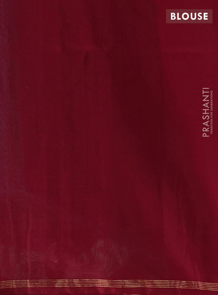Kora silk cotton saree peacock green and maroon with thread & zari woven buttas and zari woven butta border